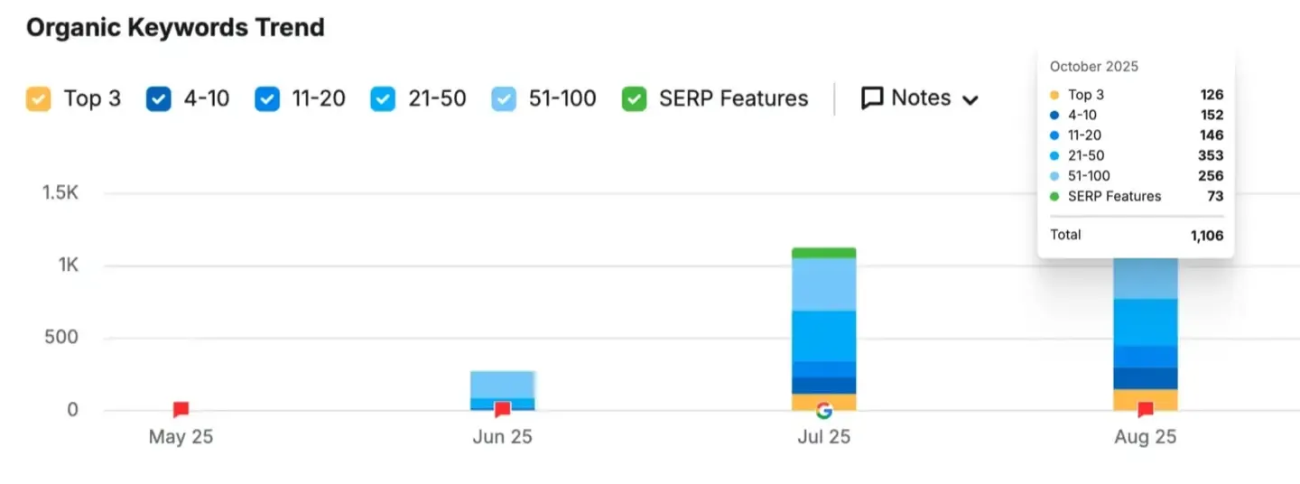 DMS SEO Results - Organic traffic increase
